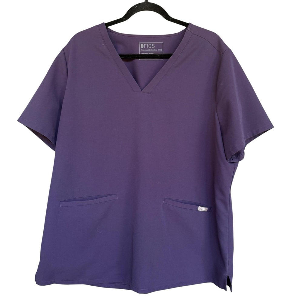 FIGS Technical Collection Shirt Womens 2XL Purple Scrub Top V Neck Workwear